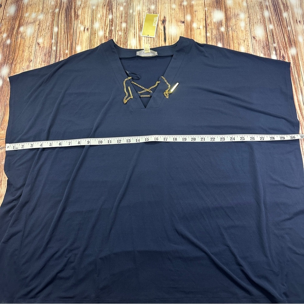 NWT Michael Kors Lace-Up Tunic Top 
True Navy Women’s Size XL - Picture 7 of 11